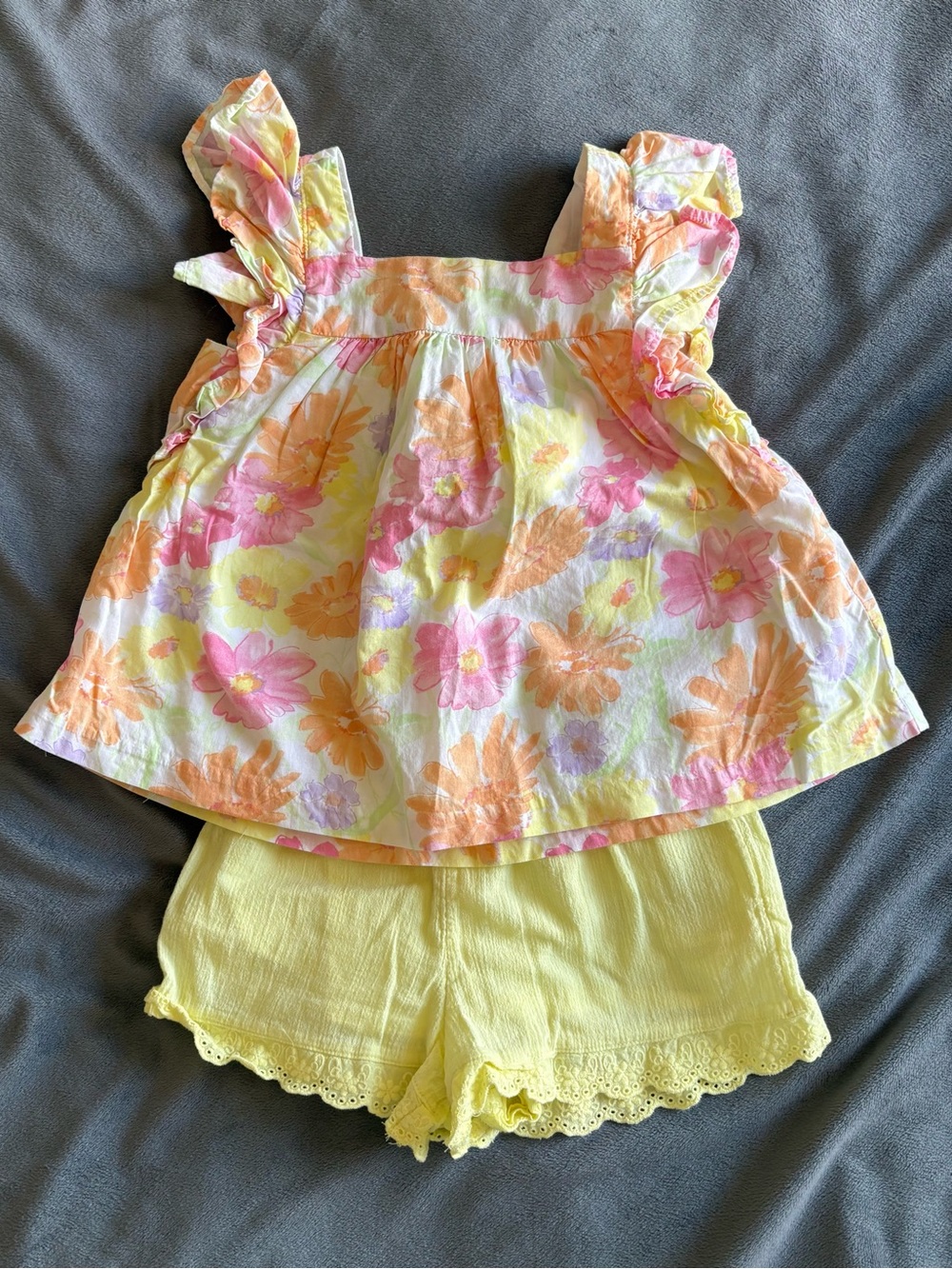 Janie and Jack Pastel Floral & Yellow Girls Bottoms